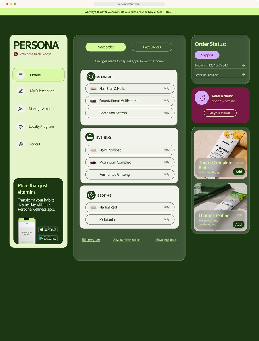Persona dashboard, summer 2026