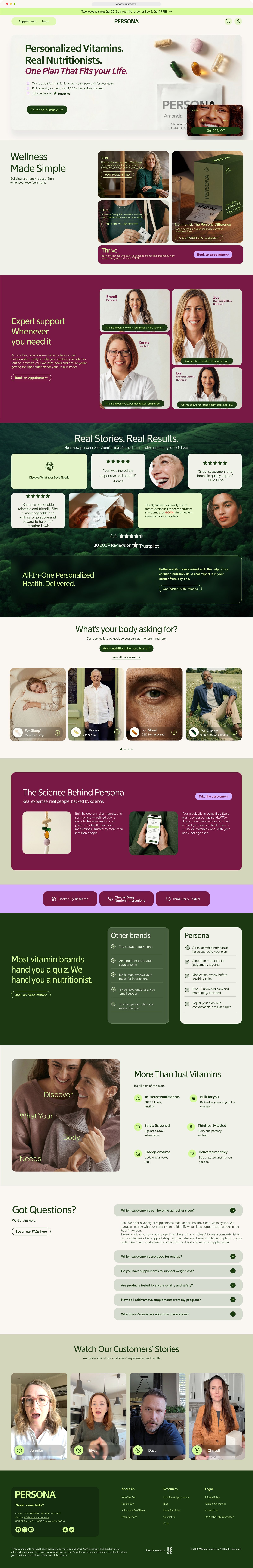 Persona homepage, desktop, future concept