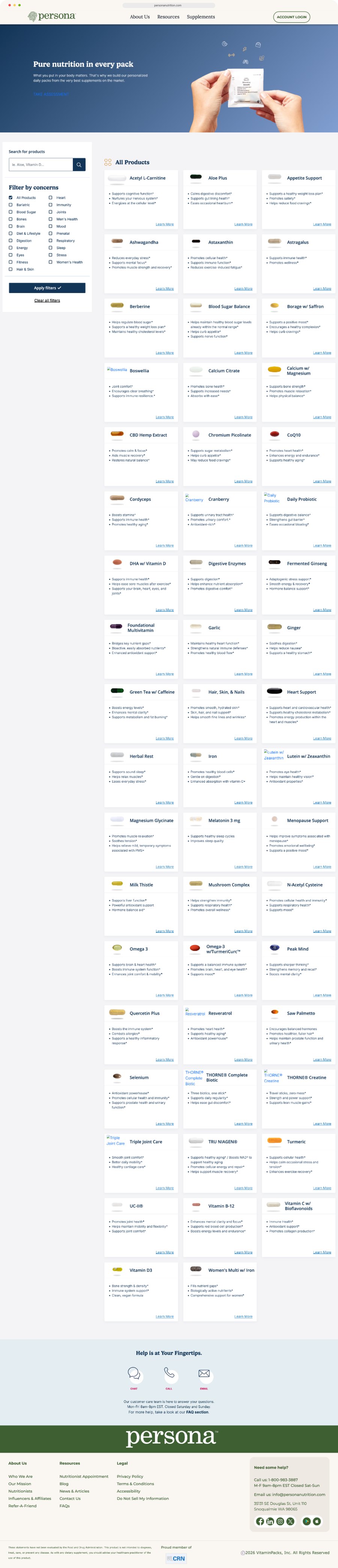 Persona product page, 2024