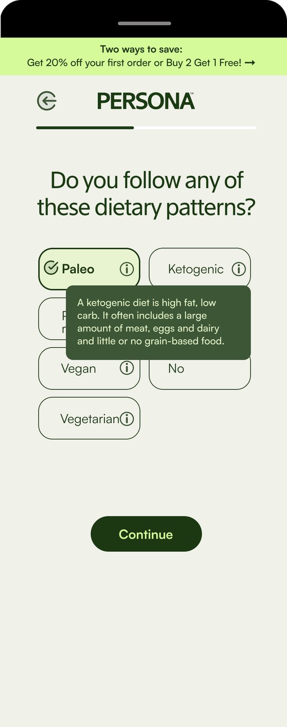 Persona assessment, tool-tip, mobile