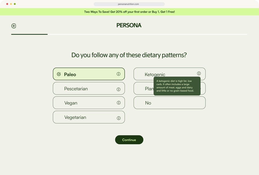 Persona assessment, tool-tip