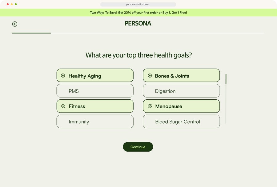 Persona assessment, multi select